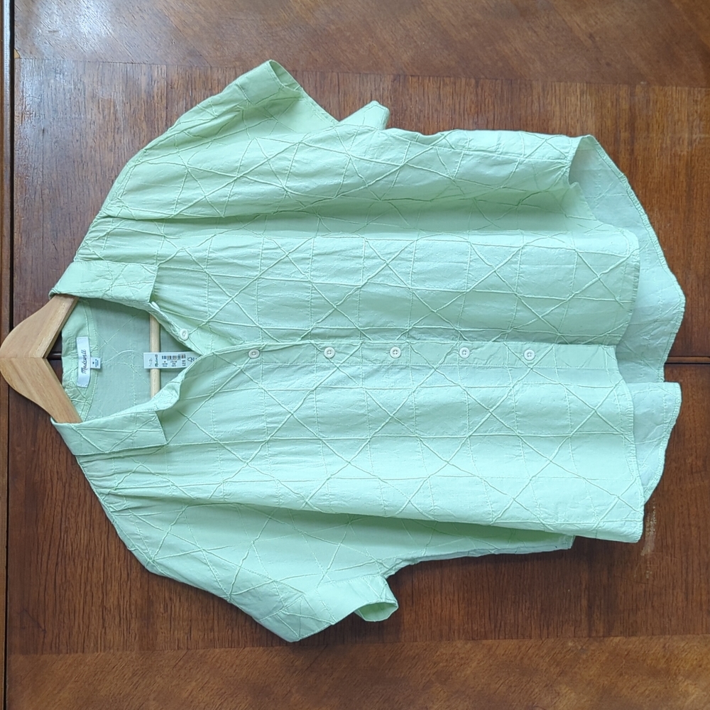 NWT - Madewell Hilltop Shirt in Geo Texture, Medium, Sunfaded Mint